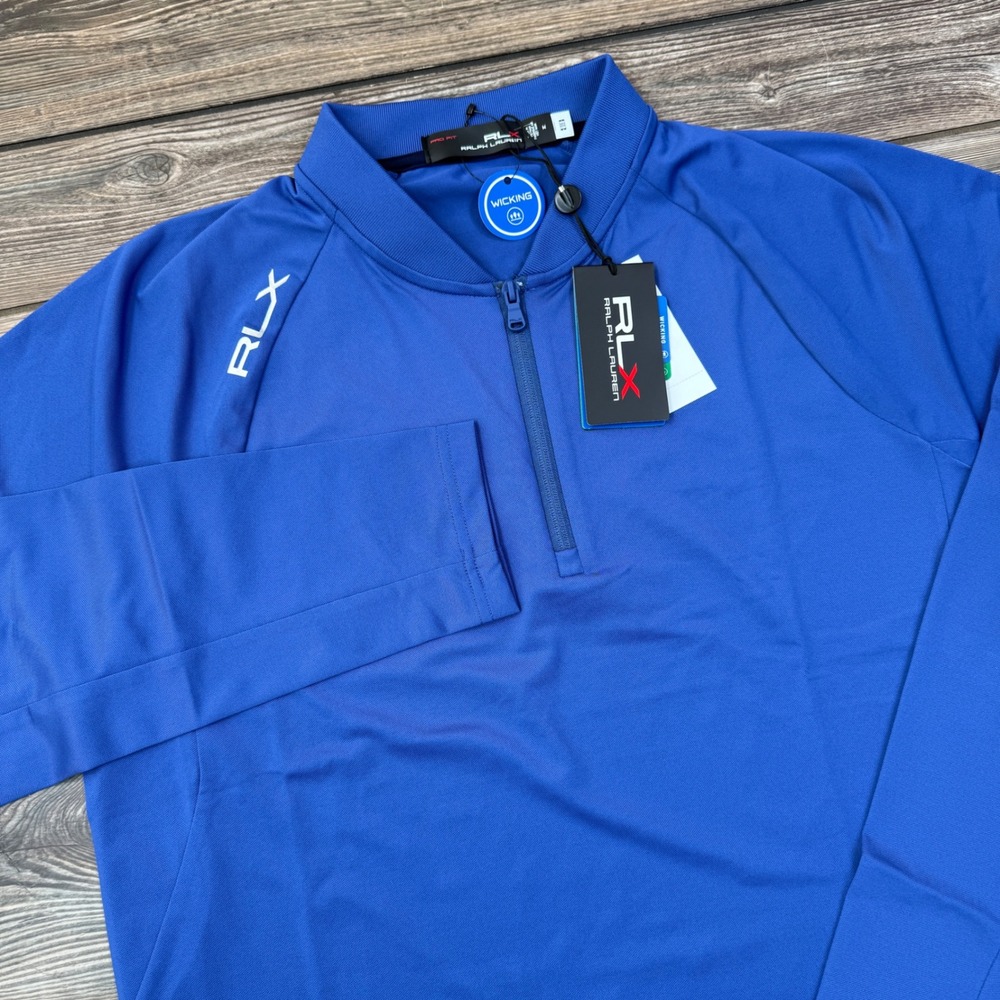 RLX Ralph Lauren Men's Custom Slim Fit Performance Pullover Blue Size Medium NWT